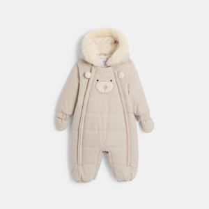 Unisex baby warm beige lined snowsuit 1