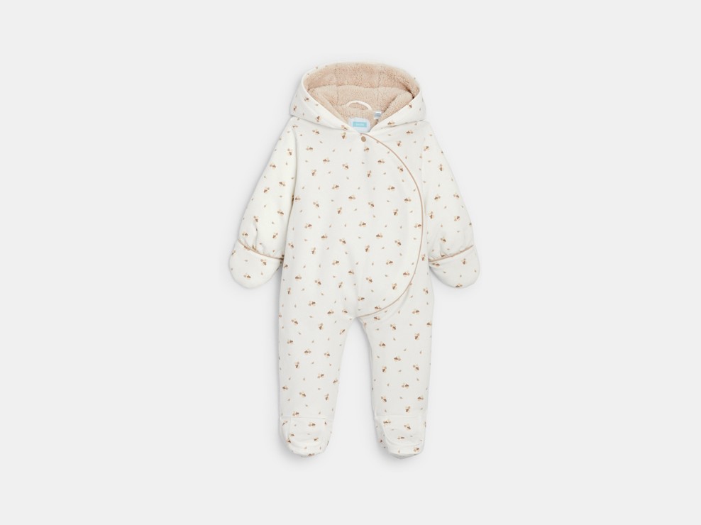 Combinaison pilote doublée polaire blanc bébé fille 2