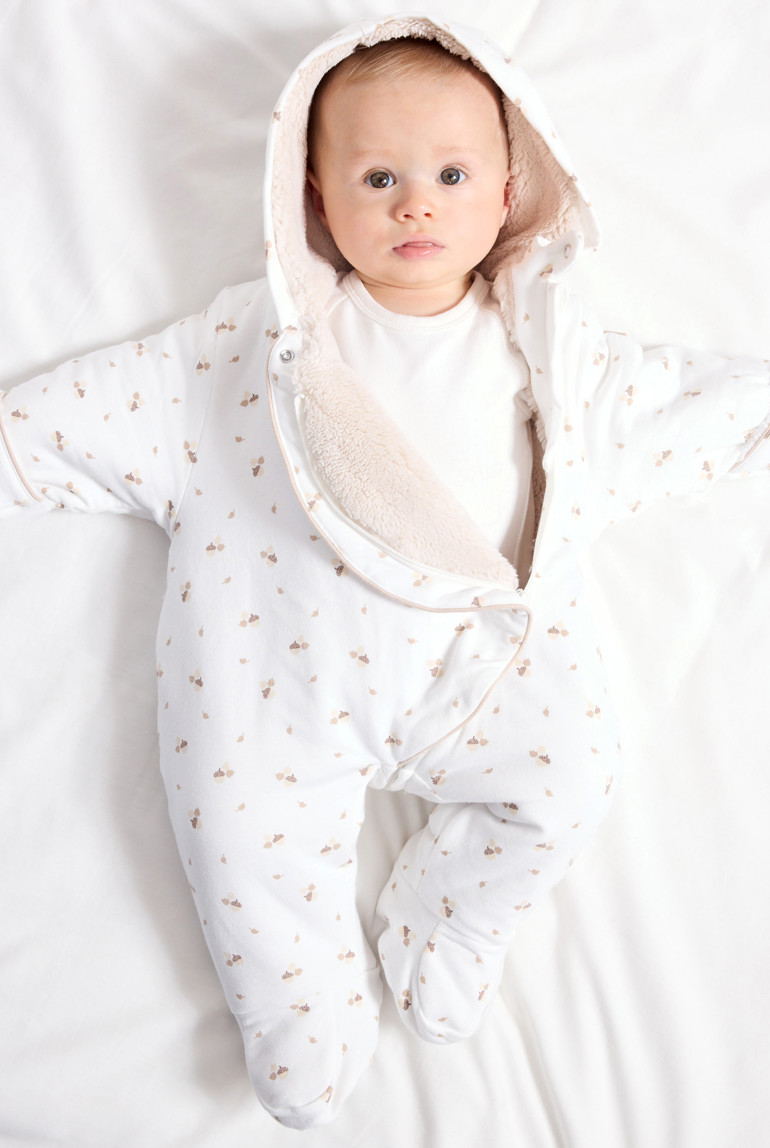 Baby girl's white fleece-lined snowsuit Okaïdi & Obaïbi