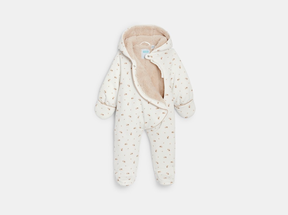 Combinaison pilote doublée polaire blanc bébé fille 2