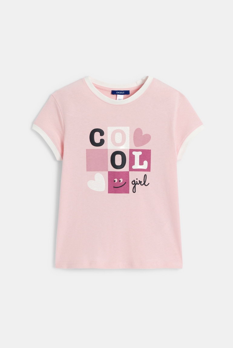 T-shirt à message rose Fille 1
