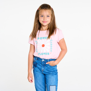 Pastelroze t-shirt met opschrift 1