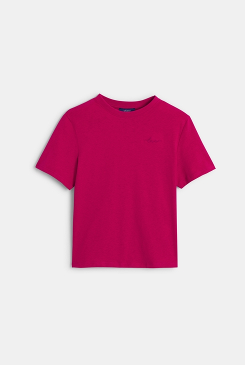 T-shirt basic tinta unita fucsia bambina 1