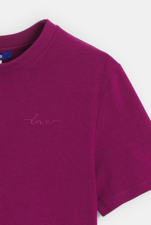 Unifarbenes Basic-T-Shirt in Violett/Granatrot Mädchen 2