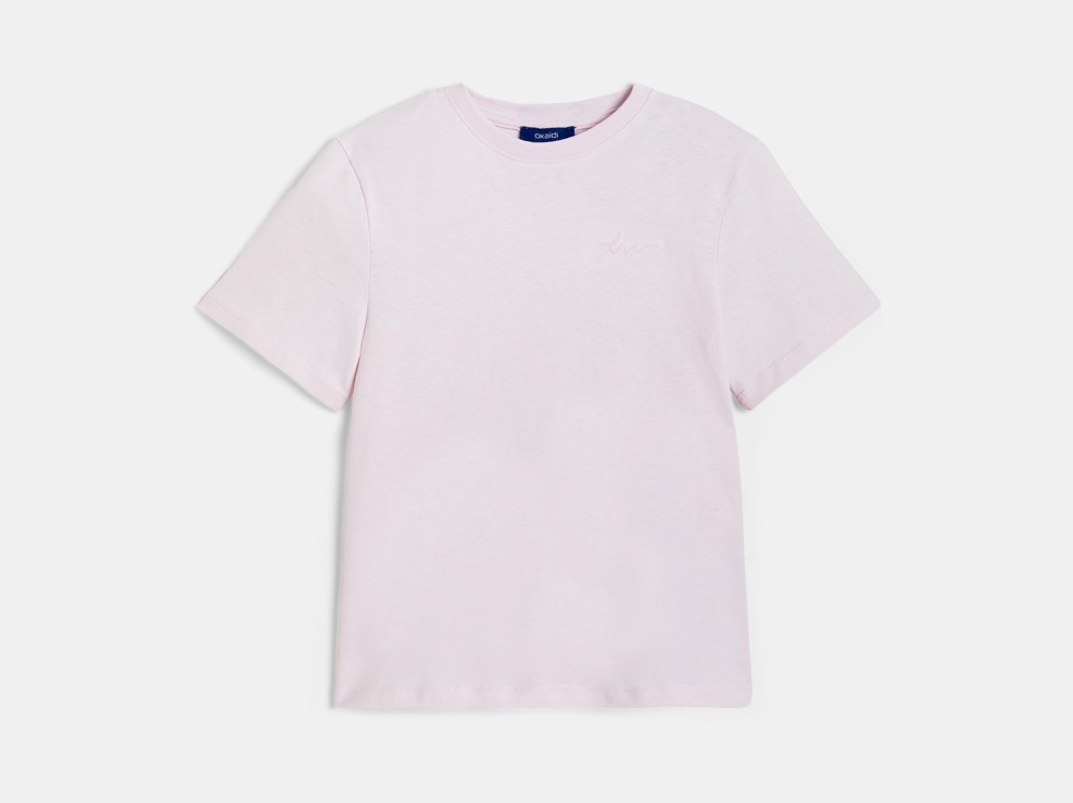 T-shirt basique uni rose Fille 1
