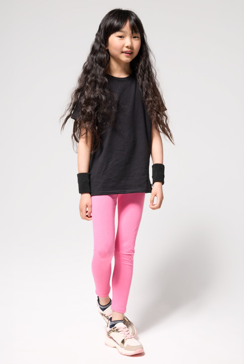 T-shirt basique uni noir Fille 1