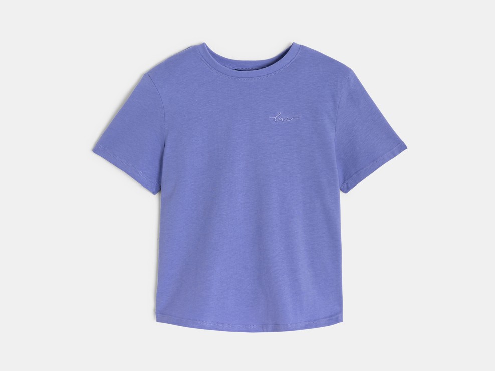 T-shirt basica viola tinta unita per bambina 1