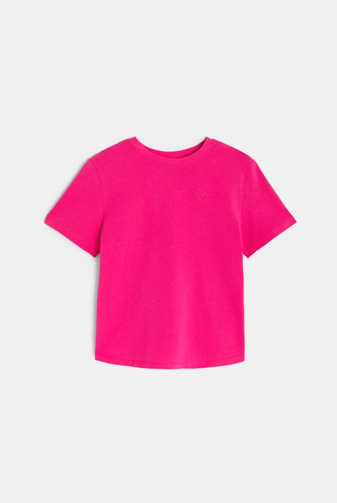 T-shirt basic tinta unita rosa bambina 1