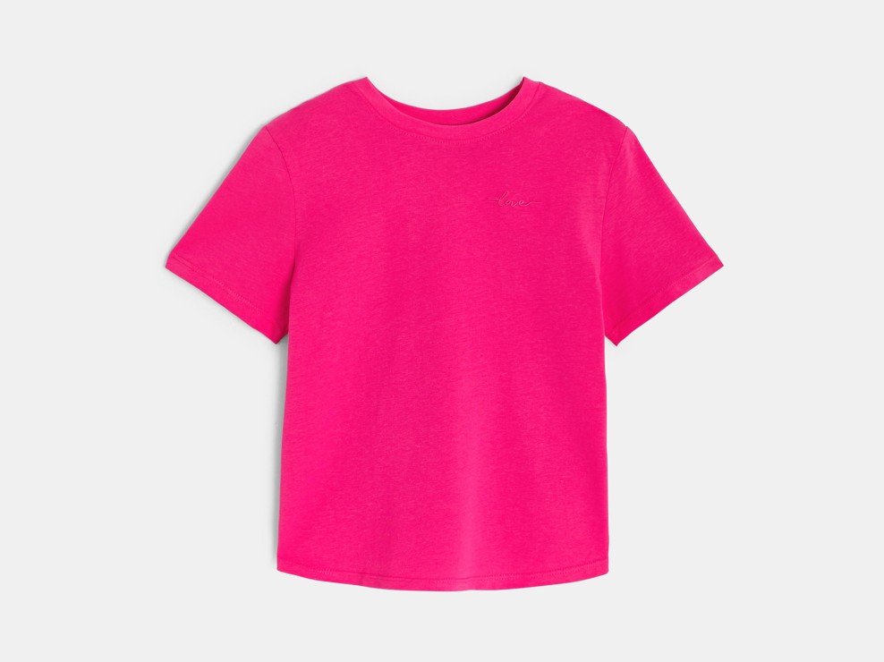 T-shirt basic tinta unita rosa bambina 1