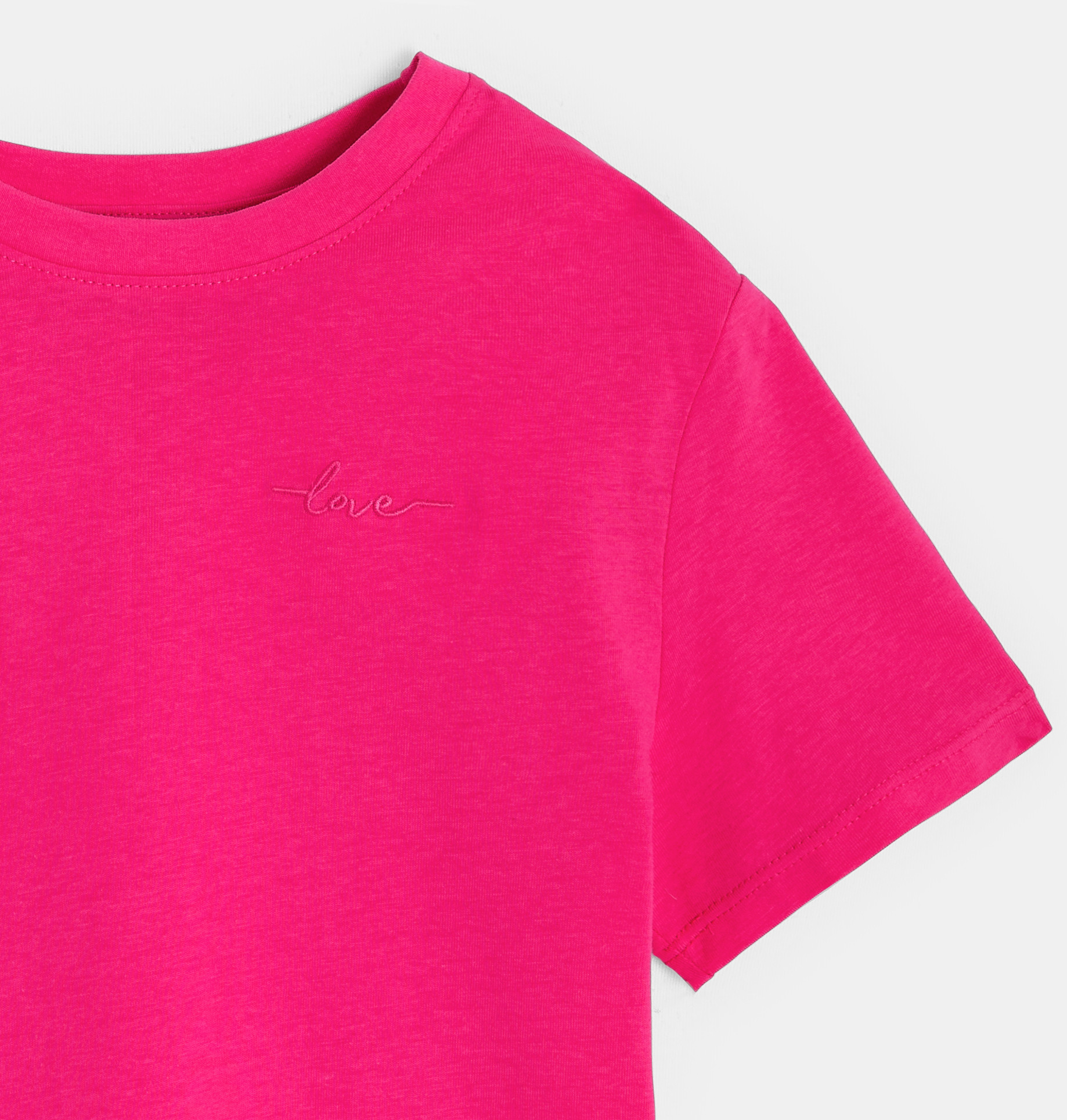 T-shirt basic tinta unita rosa bambina 2