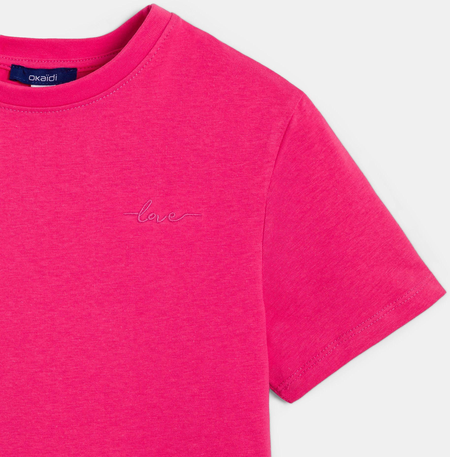 Einfarbiges Basic-T-Shirt in Rosa für Mädchen 2
