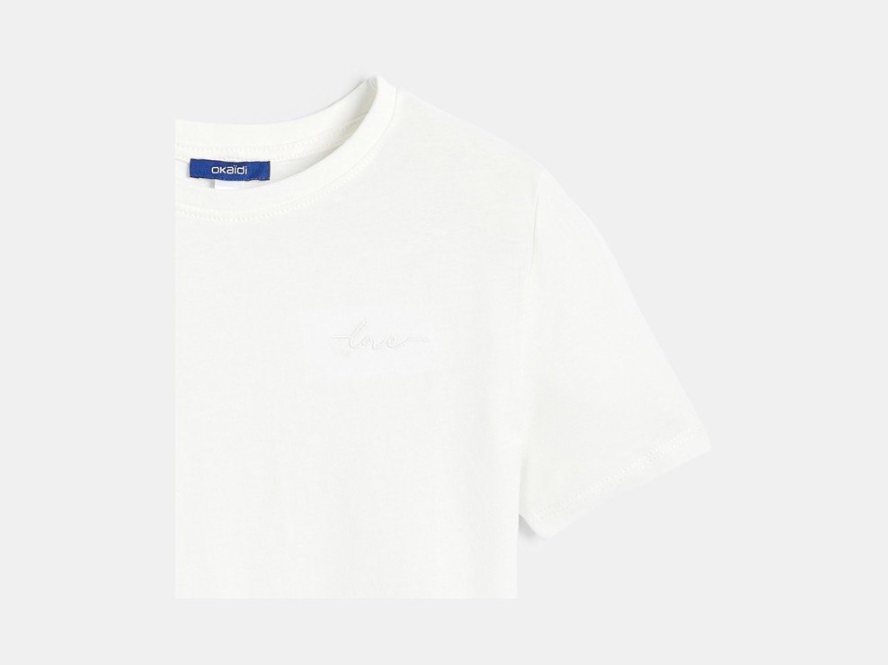 T-shirt basique uni blanc Fille 2