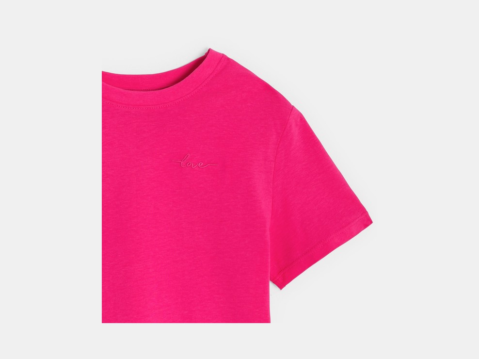 T-shirt basic tinta unita rosa bambina 2