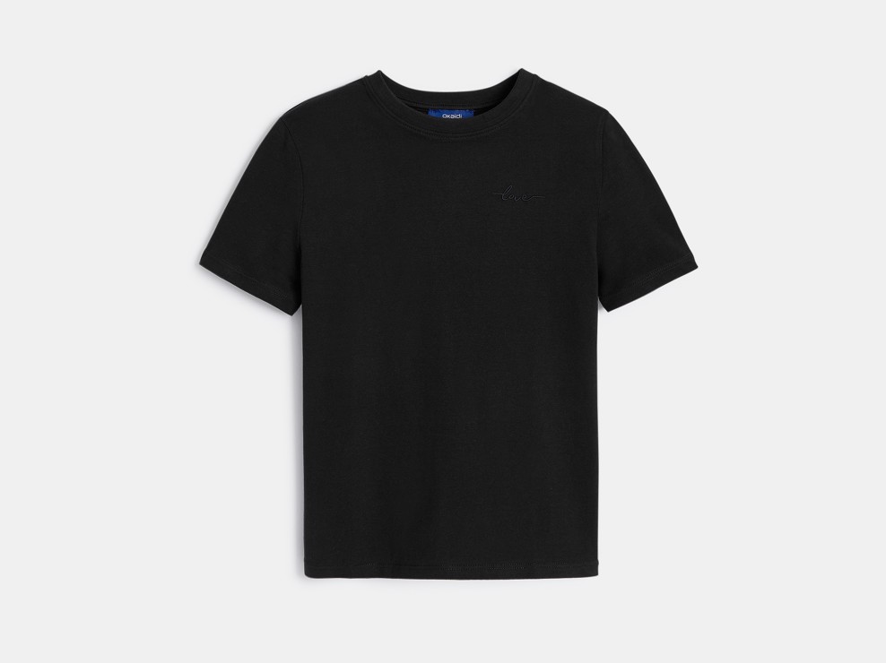 T-shirt base tinta unita nero bambina 2