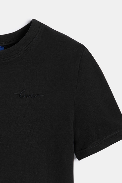 T-shirt basique uni noir Fille