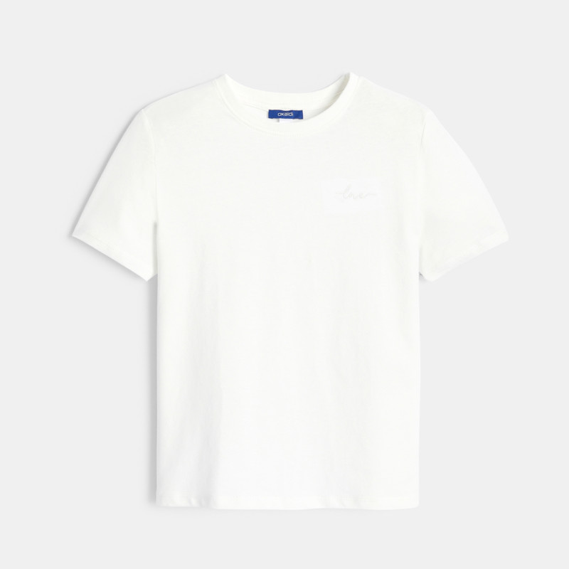 Unifarbenes Basic-T-Shirt in Weiß Mädchen