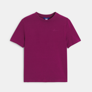 T-shirt basique uni violet grenat Fille 1