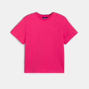 T-shirt basique uni rose Fille 1