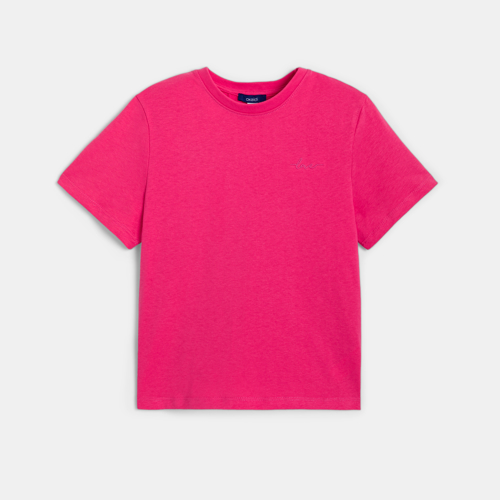 Camiseta básica lisa rosa para niña 1