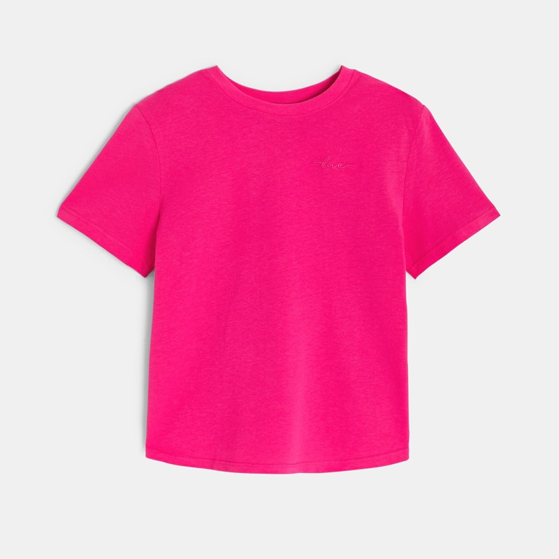 T-shirt basic tinta unita rosa bambina