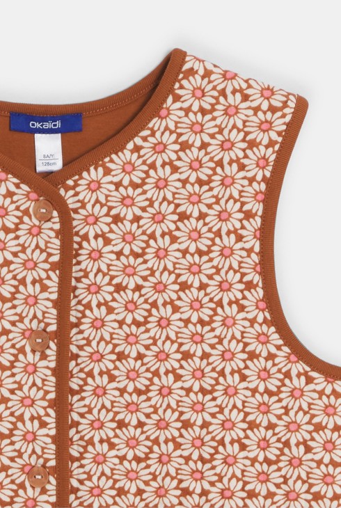 Braune Weste mit Blumenmotiv Mädchen
