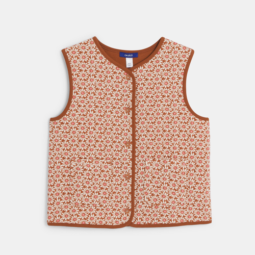 Gilet Sans Manches Motif Fleur Marron Fille - Imprimé Multicolore - 4A - OKAIDI