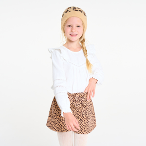 Blouse volantée en gaze de coton blanc Fille 1