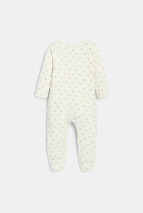 Beiger Überpyjama aus Molton mit Igelmotiv und Fleece-Weste Baby Unisex 2