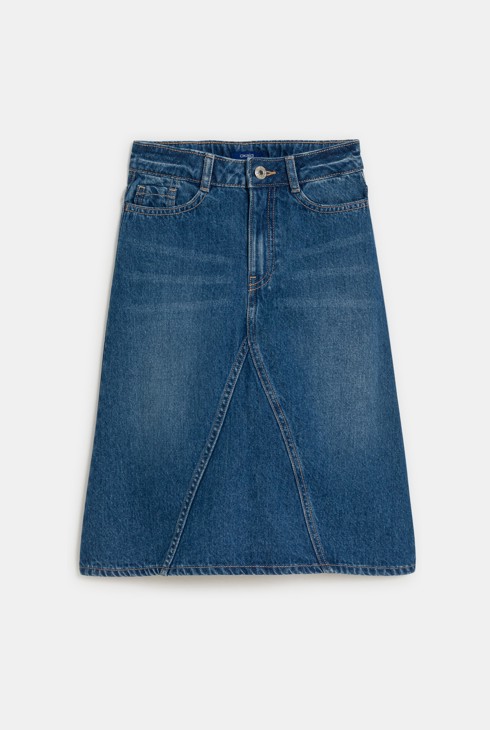 Mittellanger blauer Jeansrock für Mädchen 2