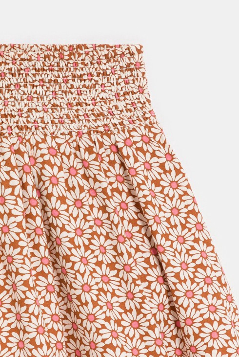 Jupe courte fleurie orange Fille 2