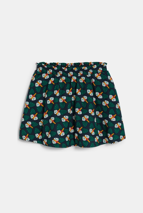 Jupe-short fluide imprimée vert Fille