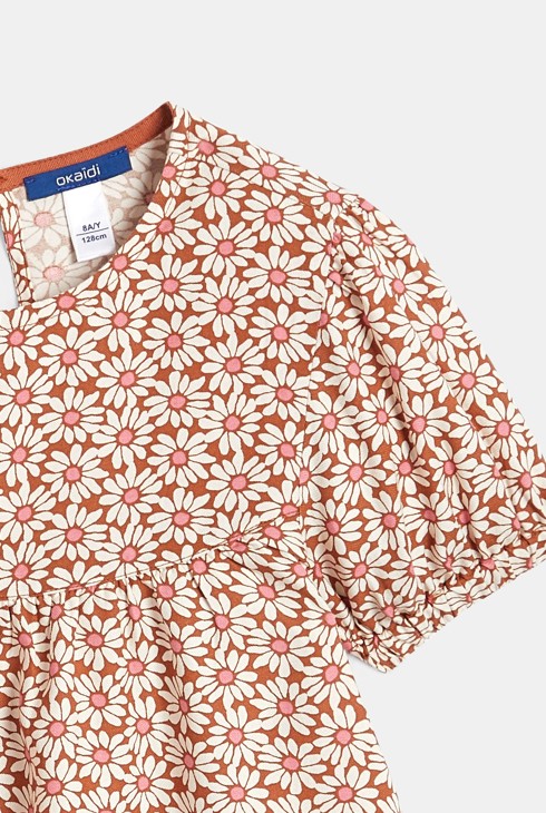 Robe à fleurs orange Fille