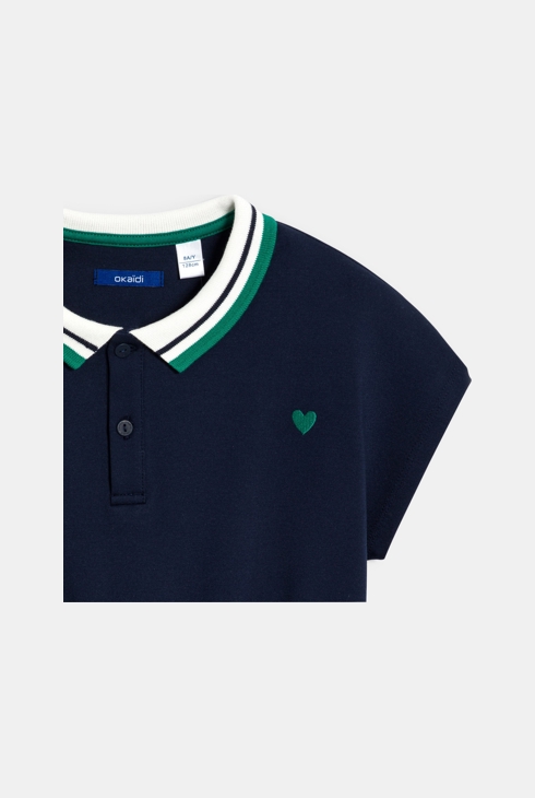 Robe polo unie bleu marine Fille