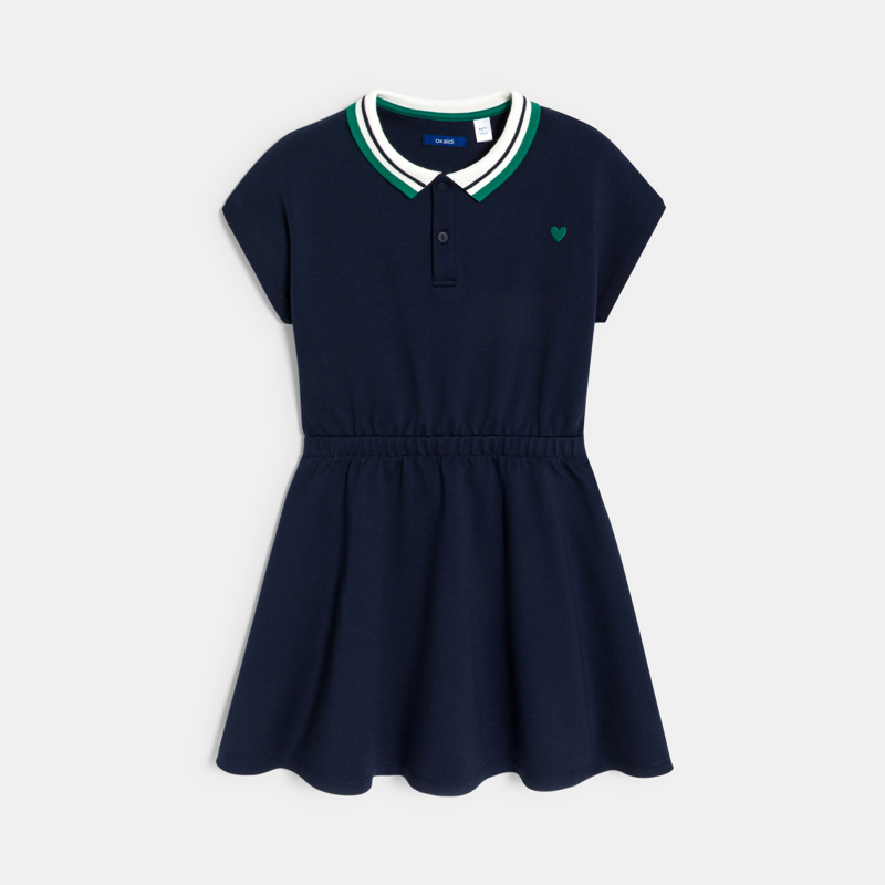 Einfarbiges Poloshirt-Kleid Marineblau Mädchen