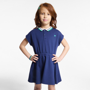 Robe polo unie bleu marine Fille 1