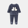 Pyjama velours lama bleu bébé fille