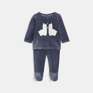 Pyjama velours lama bleu bébé fille 1