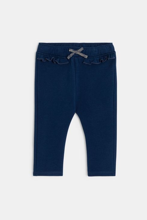 Legging en molleton à volants bleu bébé fille
