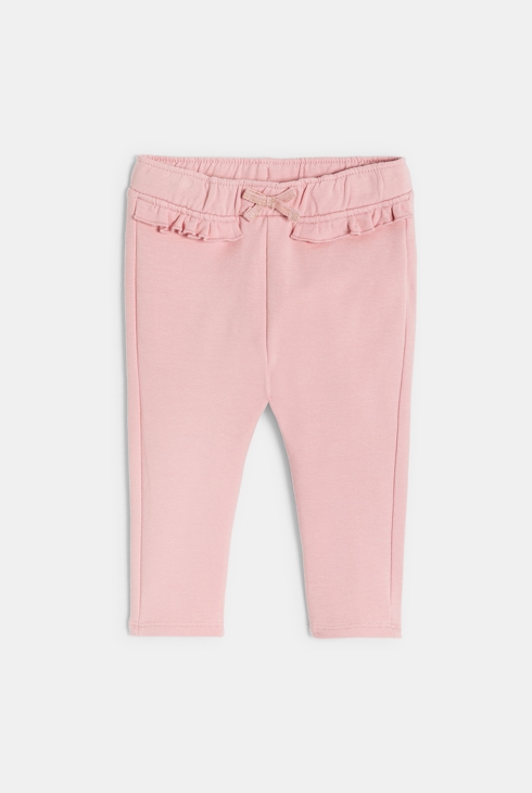 Legging en molleton à volants rose bébé fille 1