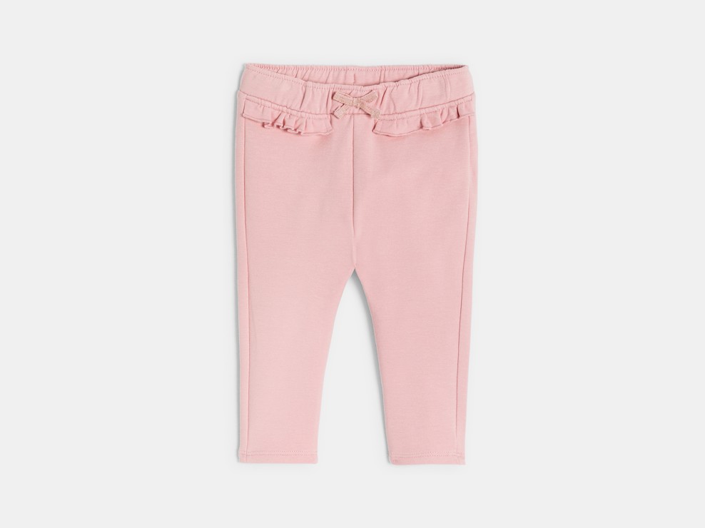 Legging en molleton à volants rose bébé fille 1