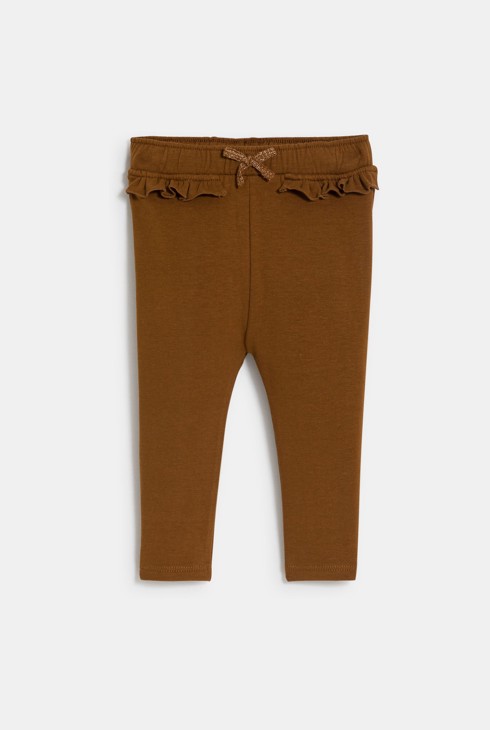 Leggings de moletó amb volants marró bebè nena 2