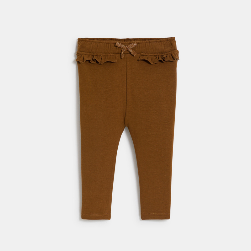 Baby girl s brown fleece leggings with ruffles Okaidi Obaibi