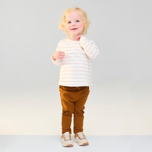 Bruine legging van joggingstof met ruches voor babymeisjes 1