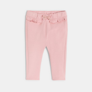 Legging en molleton à volants rose bébé fille