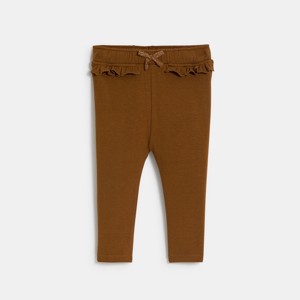 Legging en molleton à volants marron bébé fille