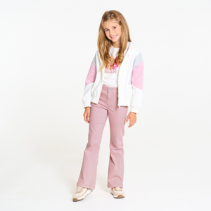 Pantalon flare en toile rose pastel Fille 1