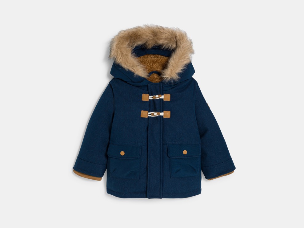 Manteau chaud imperméable doublé sherpa bleu bébé garçon 1