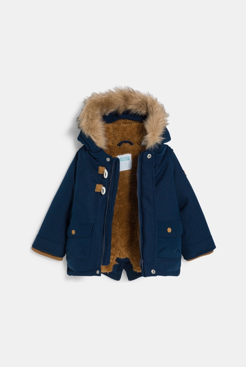 Manteau chaud imperméable doublé sherpa bleu bébé garçon