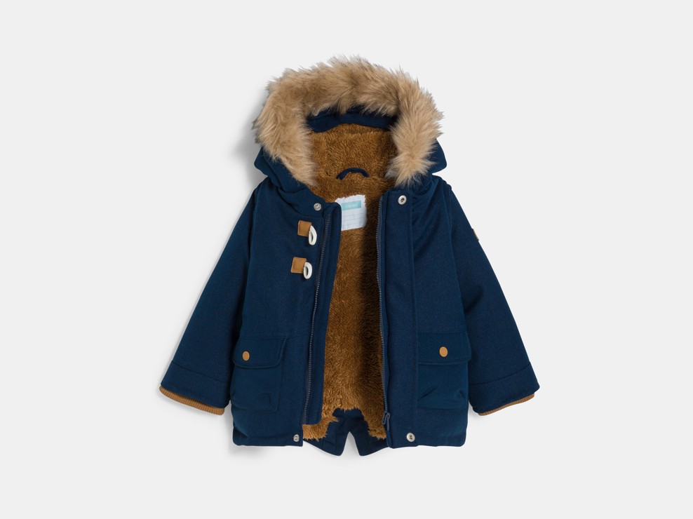 Manteau chaud imperméable doublé sherpa bleu bébé garçon 2