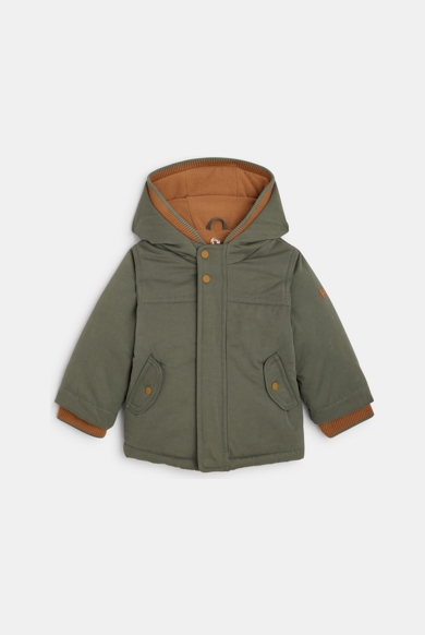 Parka 2 en 1 effet peau de pêche vert kaki bébé garçon
